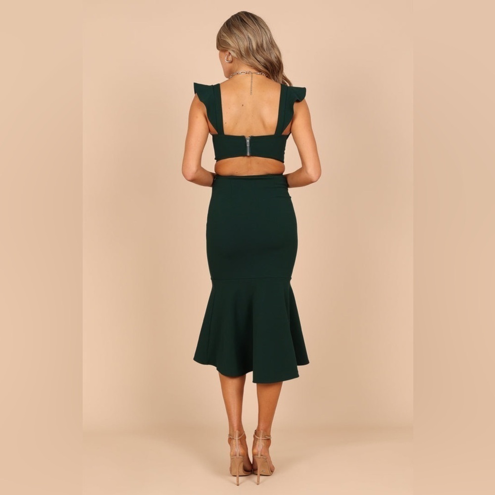 PETAL & PUP YVONNE HI LO MIDI DRESS - EMERALD S B3261 - Picture 3 of 8